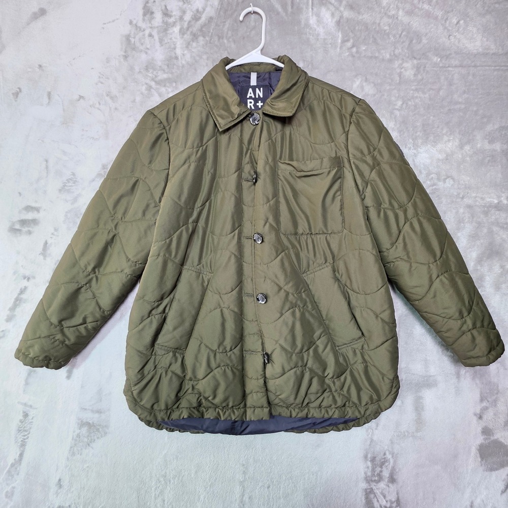 ANR+ Alp N Rock Women Olive Green Onion Quilted Button Front Jacket Size M